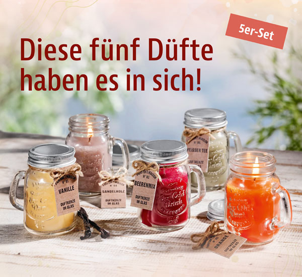 5er-Set Duftkerzen im Glas