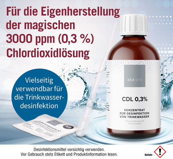 OSA VITA CDL 0,3 % inklusive Pipette / Chlordioxid / 3000 ppm / Trinkwasserdesinfektion